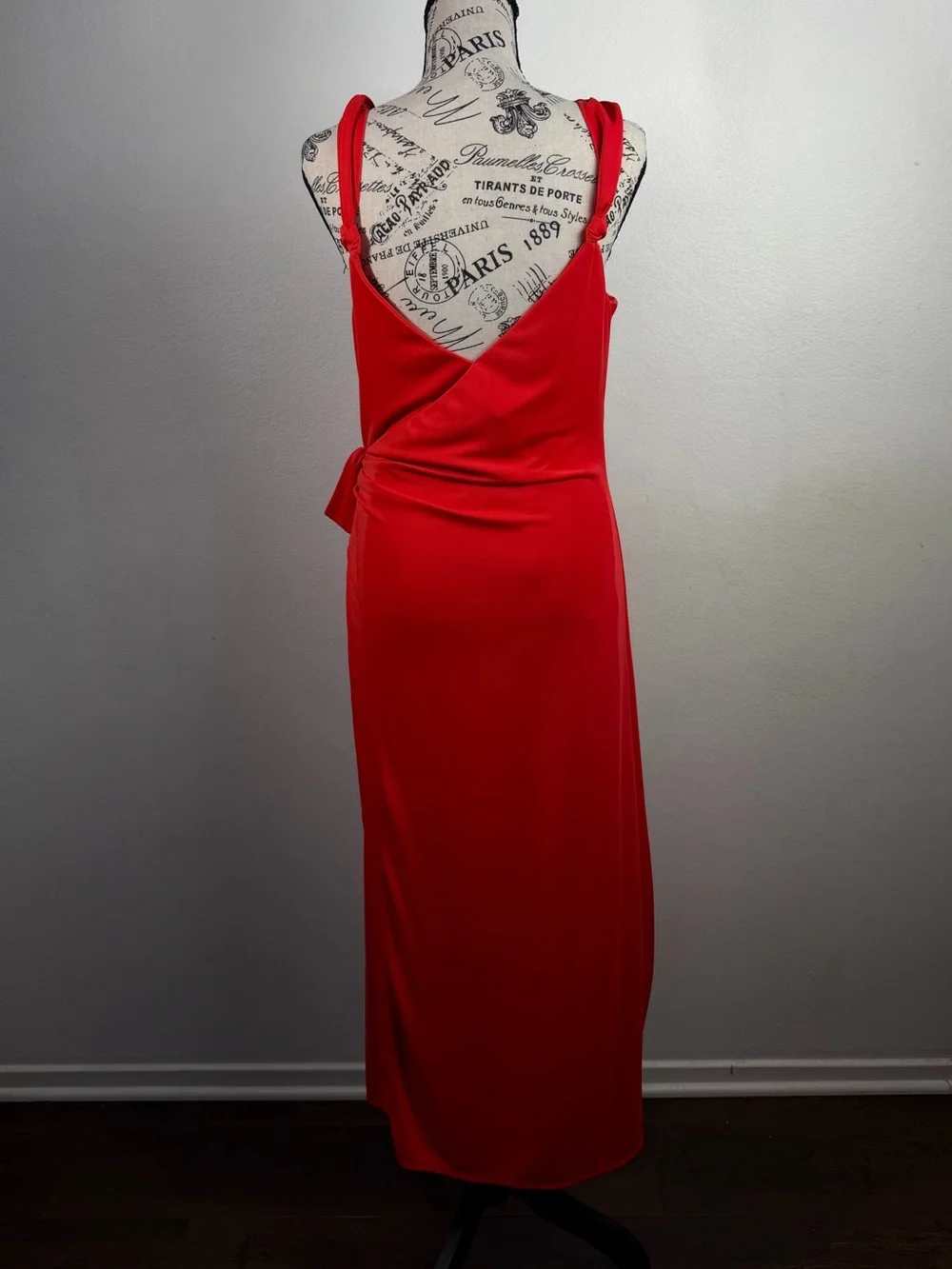 Red Ruched Wrap Maxi Dress Cinque à Sept Size 10
